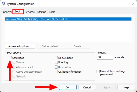 Boot your Windows 11 into safe mode